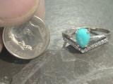 Size 6 Turquoise, CZ, Sterling Silver Ring