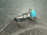 Size 8 Turquoise, CZ, Sterling Silver Ring