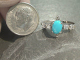 Size 7 Turquoise, CZ, Sterling Silver Ring