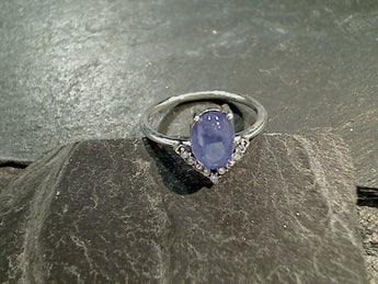 Size 6 Tanzanite, CZ, Sterling Silver Ring