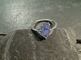 Size 6 Tanzanite, CZ, Sterling Silver Ring