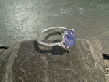 Size 6 Tanzanite, CZ, Sterling Silver Ring