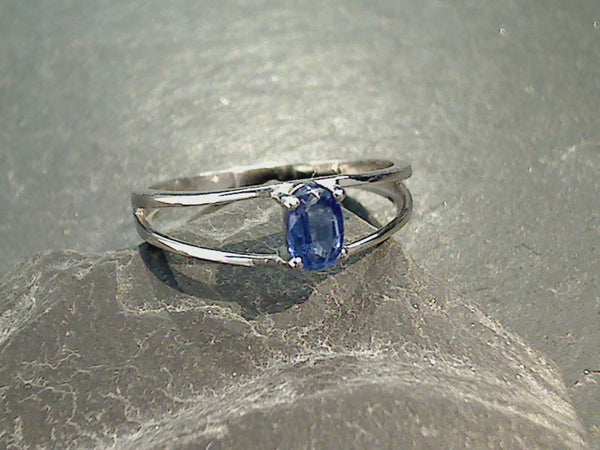 Size 5.25 Kyanite, Rhodium Plated Sterling Silver Ring