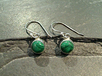 Malachite, Sterling Silver Earrings