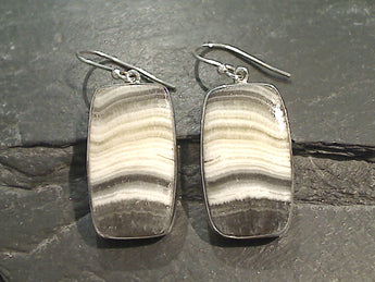 Zebra Calcite, Sterling Silver Earrings