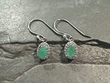 Emerald, CZ, Sterling Silver Earrings