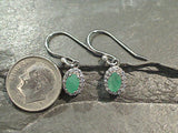 Emerald, CZ, Sterling Silver Earrings