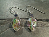 Abalone, Iolite, Sterling Silver Earrings