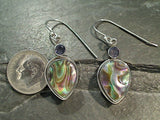 Abalone, Iolite, Sterling Silver Earrings