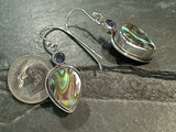 Abalone, Iolite, Sterling Silver Earrings