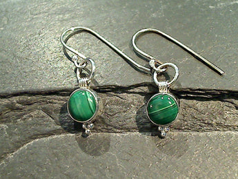 Malachite, Sterling Silver Earrings