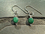 Malachite, Sterling Silver Earrings