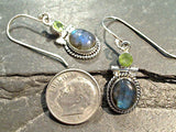 Labradorite, Peridot, Sterling Silver Earrings