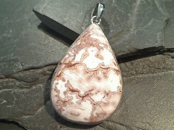 Rosetta Lace Agate, Sterling Silver Large Pendant