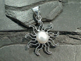 Pearl Sun Pendant, Fine Sterling Silver