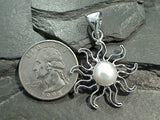 Pearl Sun Pendant, Fine Sterling Silver