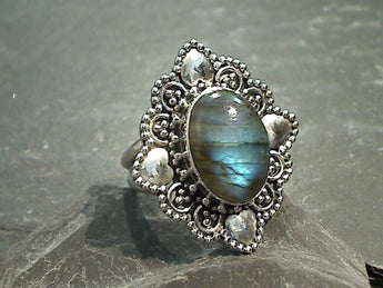 Size 8 Labradorite, Sterling Silver Ring