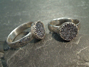 Size 8 Druzy Quartz, Sterling Silver Ring