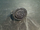 Size 9 Druzy Quartz, Sterling Silver Ring