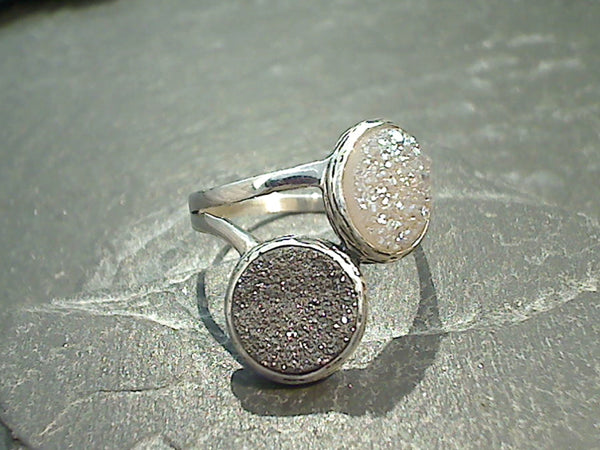 Size 8 Druzy Quartz, Sterling Silver Ring