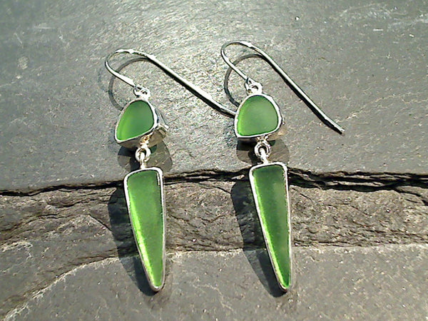 Sea Glass, Sterling Silver Earrings