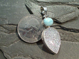 Larimar, Druzy, Sterling Silver Pendant