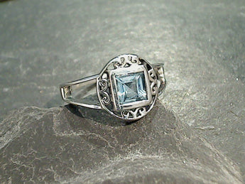 Size 7 Blue Topaz, Sterling Silver Ring