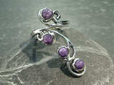 Size 8 Adjustable - Charoite, Sterling Silver Ring