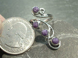 Size 7 Adjustable - Charoite, Sterling Silver Ring