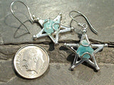 Rough Apatite, Rhodium Plated Sterling Silver Star Earrings