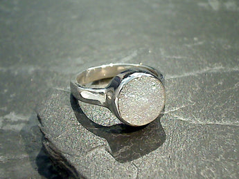 Size 6.75 Druzy Quartz, Sterling Silver Ring