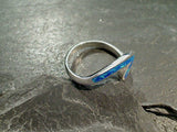 Size 6 Lab Created Opal, Sterling Silver Wave Ring