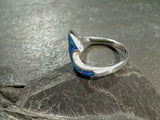 Size 6 Lab Created Opal, Sterling Silver Wave Ring