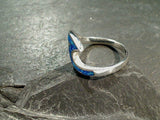 Size 9.5 Lab Created Opal, Sterling Silver Wave Ring
