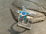 Size 8 Lab Created Opal, Sterling Silver Starfish Ring