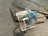 Size 8 Lab Created Opal, Sterling Silver Starfish Ring