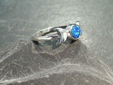 Size 4.5 Lab Created Opal, Sterling Silver Moons Ring