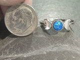 Size 8.5 Lab Created Opal, Sterling Silver Moons Ring