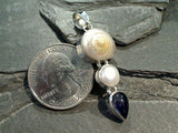 Sea Shell, Pearl, Iolite, Sterling Silver Pendant