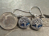 Blue Abalone, Sterling Silver Tree of Life Earrings