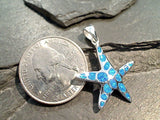 Lab Created Opal, Sterling Silver Starfish Pendant