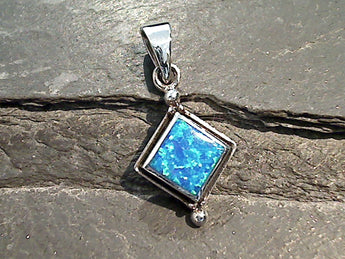 Lab Created Opal, Sterling Silver Small Pendant