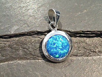 Lab Created Opal, Sterling Silver Small Pendant