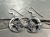 Sterling Silver Celtic Moon And Star Earrings