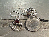 Garnet, Sterling Silver Earrings