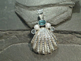 Blue Topaz, Pearl, Sterling Silver Pendant
