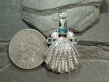 Blue Topaz, Pearl, Sterling Silver Pendant