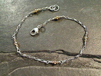 7.5" Gold Filled, Sterling Silver Bracelet