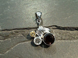 Smokey Quartz, Citrine, Topaz, Sterling Silver Horse Pendant