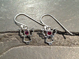 Garnet, Sterling Silver Angel Earrings